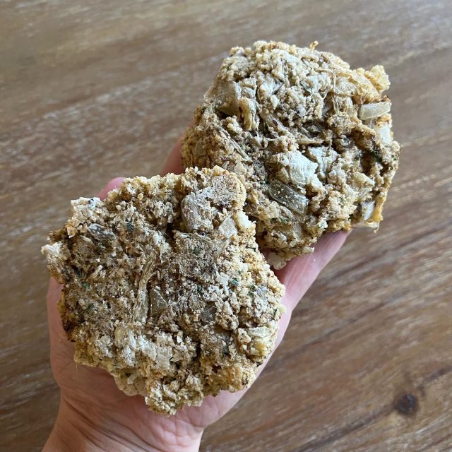 We’ve been busy prepping a fresh batch of our Lion’s Mane Crabless Cakes for Asbury Park VegFest next weekend May 20-21! Come find the sofi GOLD award-winning Two River Mushroom truck to try it out! 😎 follow @njvegfest for details and ticket info. Hope to see you there!  #vegannj #lionsmane #crablesscakes